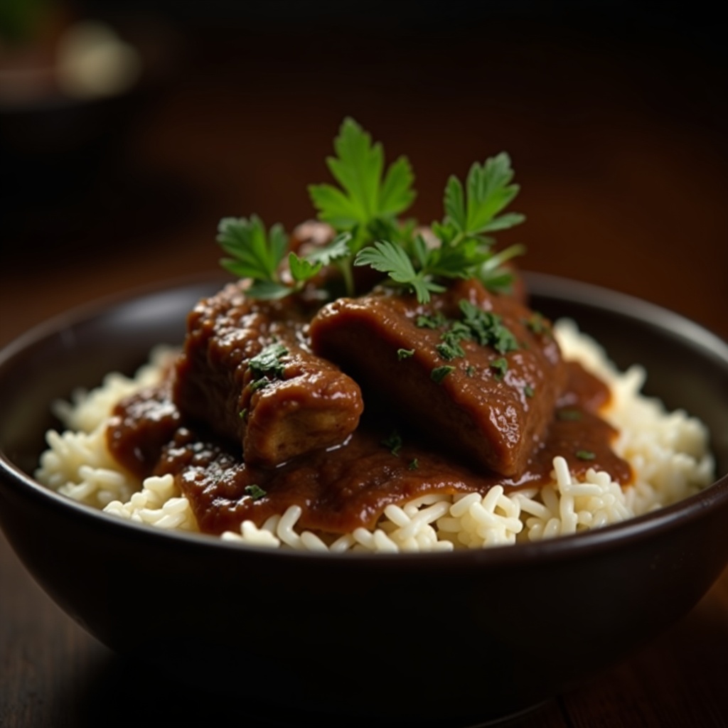 Oxtails — Slow-braised all day with onions, garlic, and broth until the meat falls off the bone. Served over rice.